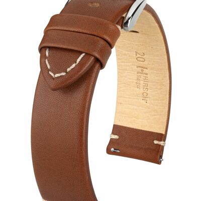 HIRSCH Uhren-Armband Ranger L - echtes Kalbs-Leder - klassisch/elegant - robust mit strukturierter Oberfläche - für Damen & Herren - Goldbraun - erhältlich in den Ansatzbreiten 18mm, 20mm, 22mm und 24mm