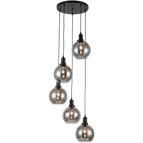 Hanging lamp Smoke Glass 5-Light Round