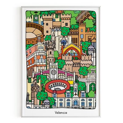 La Postalera Monumentos de Valencia lineal y colores