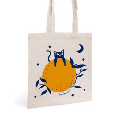La Postalera Tote bag gato con naranja