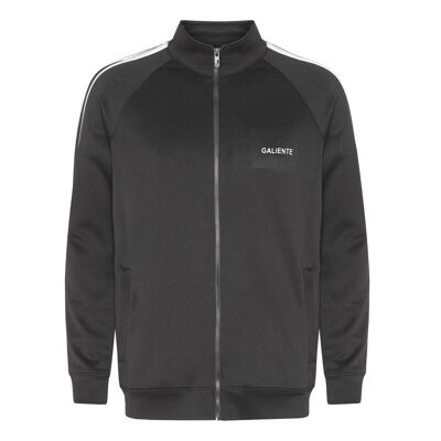Black track jacket with contrast stripe details