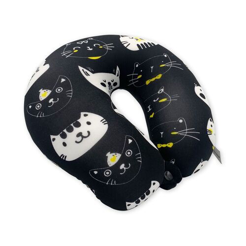Travel Pillow, Microbeads, Cats Black And White