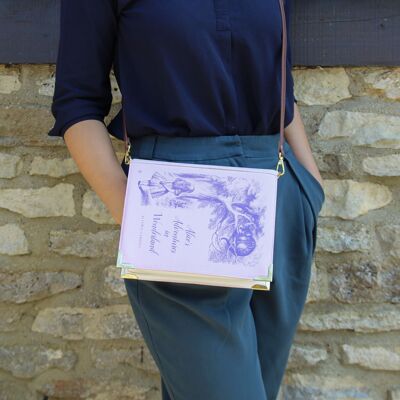Alice in Wonderland Original Pink Book Handbag Crossbody Purse - Large
