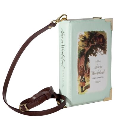 Alice in Wonderland Original Turquoise Book Handbag Crossbody Purse - Small