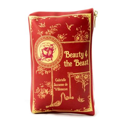 Bolso de mano tipo cartera con libro rojo La Bella y la Bestia