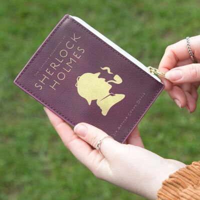 Sherlock Holmes Silhouette Borgoña Book Coin Purse Card Monedero