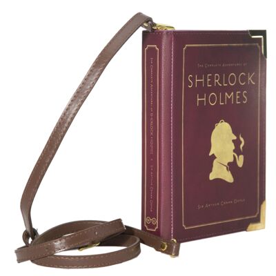 Sherlock Holmes Silhouette Burgundy Book Handtasche Umhängetasche - Small