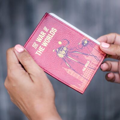Portefeuille de cartes porte-monnaie livre rouge foncé La guerre des mondes