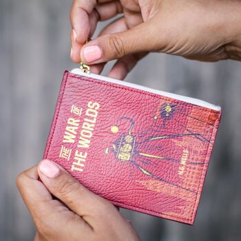 Portefeuille de cartes porte-monnaie livre rouge foncé La guerre des mondes 5