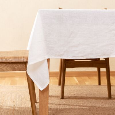 Nappe en Lin Blanc en 140x140 cm