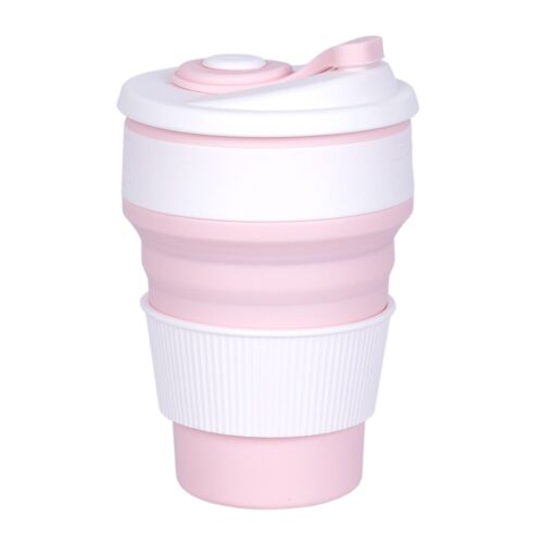 Foldable silicone coffee cup pink hf
