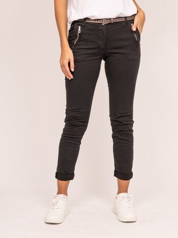 Pack : Pantalon chino slim femme noir ref ELLEN 2