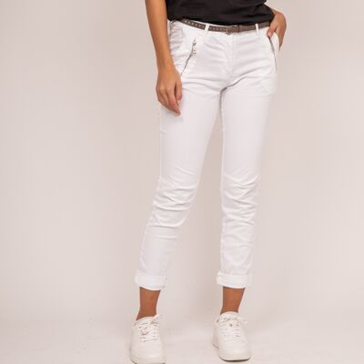 Pack: White slim chino pants for women ref ELLEN