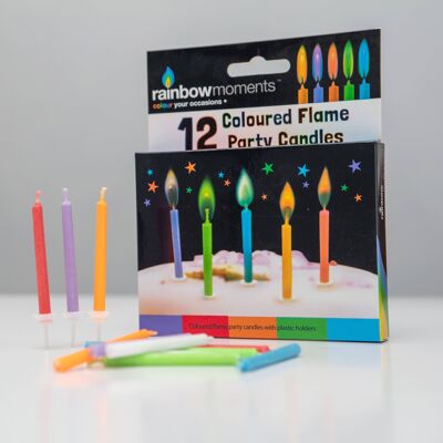 Vela de llama de color - 12 velas de fiesta de cumpleaños