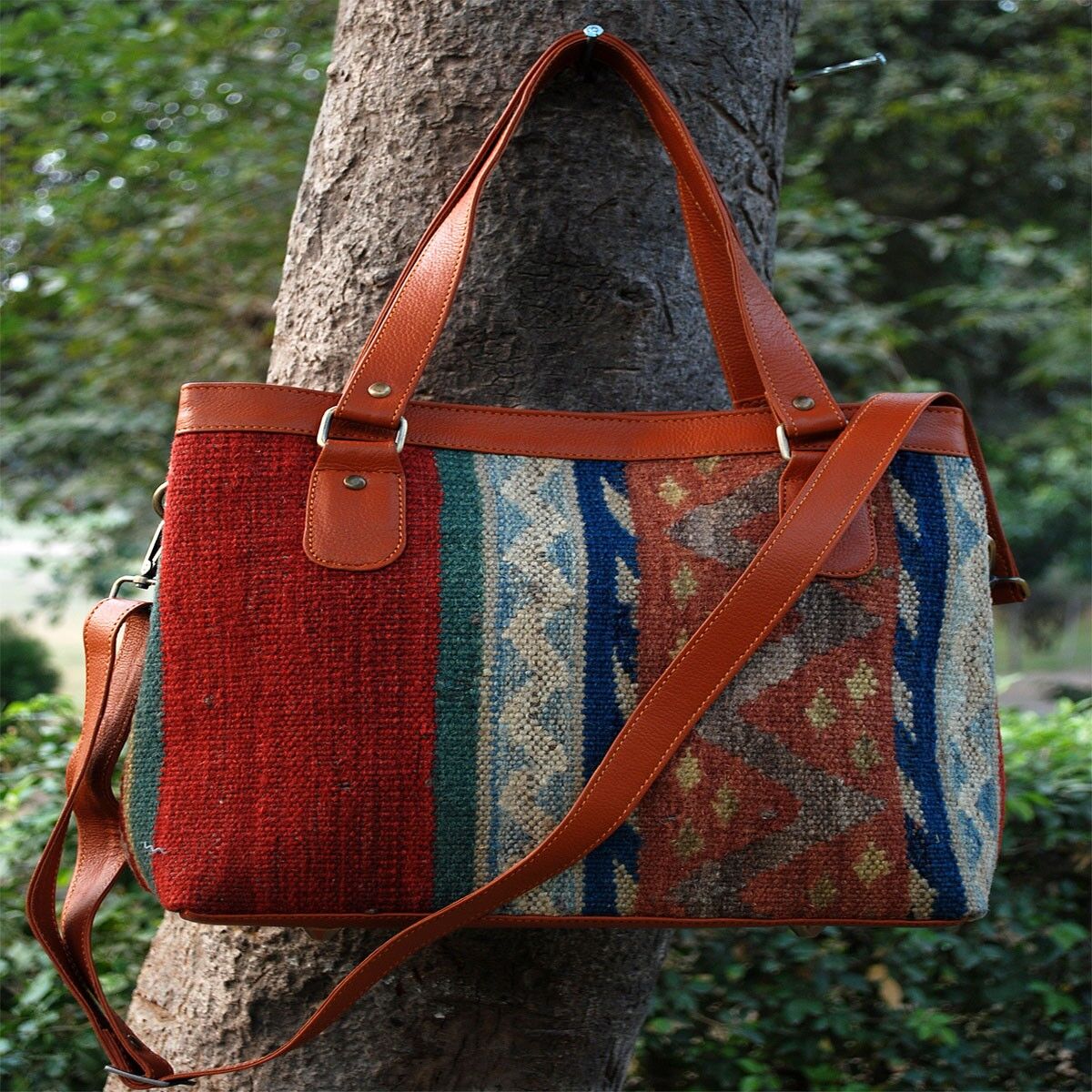Borsa tote in pelle Kilim Gravel