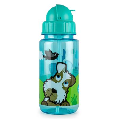 Flip Top Kids Water Bottle with Straw, Scruff the Dog, 400ml