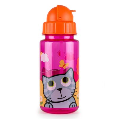 Flip Top Kids Water Bottle with Straw, Bluebell the Cat, 400ml