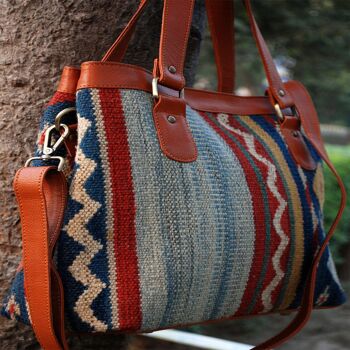 Sac fourre-tout en cuir d'arbre de corail Kilim 2