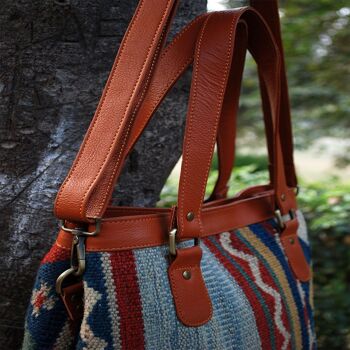 Sac fourre-tout en cuir d'arbre de corail Kilim 6