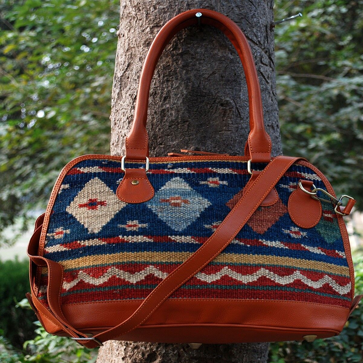 Borsa tote Downriver in pelle Kilim