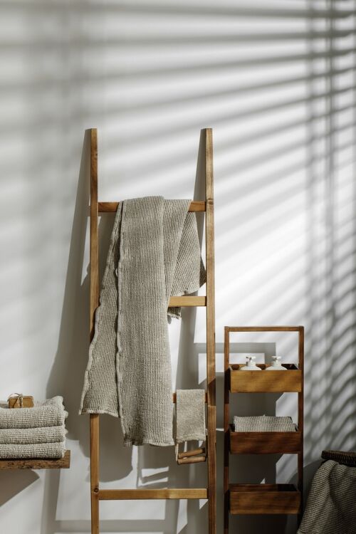 Waffled linen bathroom towel / Big