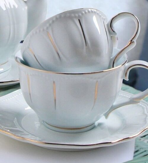 Be my guest, set of 2 tea cup, Blue color porcelain