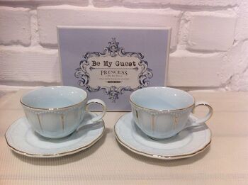 Be my guest, set de 2 tasses à thé, porcelaine de couleur bleue 3