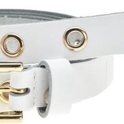 Elvy Fashion - Eyelets Belt Women 20742 - White Gold - One Size