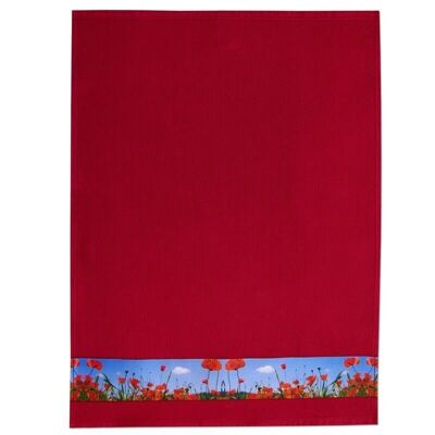 Waffle tea towels | Poppy field 004 Bordeaux