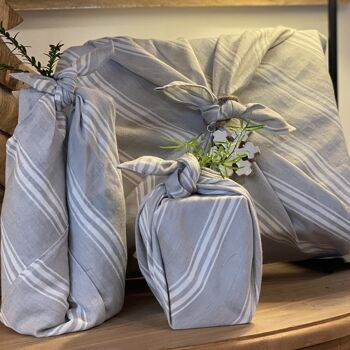 Furoshiki en lin - Emballage cadeau réutilisable 45x45cm 2