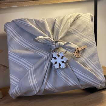 Furoshiki en lin - Emballage cadeau réutilisable 70x70cm 3
