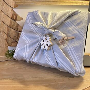 Furoshiki en lin - Emballage cadeau réutilisable 70x70cm 4