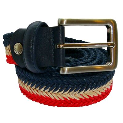 Arrow Chevron Woven Belt - Red, Beige and Navy