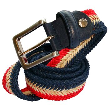 Ceinture tissée à chevrons Arrow - Rouge, beige et bleu marine 4