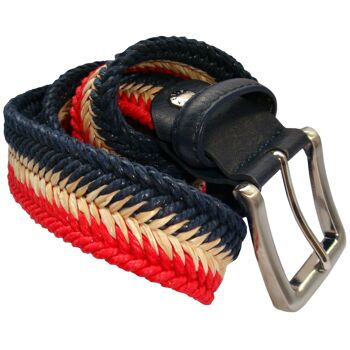 Ceinture tissée à chevrons Arrow - Rouge, beige et bleu marine 6