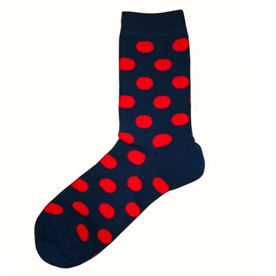 Spotted Socks - Navy And Red