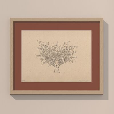 Drucken Olivenbaum mit Passepartout und Rahmen | 40cm x 50cm | Casa Otellic