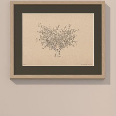 Drucken Olivenbaum mit Passepartout und Rahmen | 40cm x 50cm | Cavolo Nero