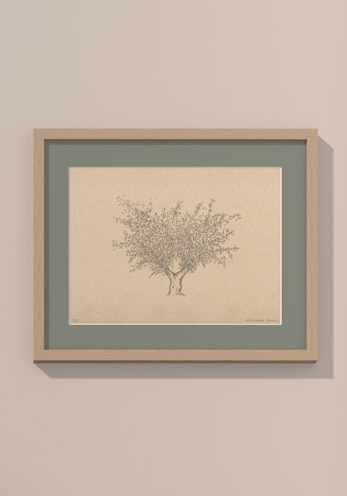 Print Olijfboom met passe-partout en lijst | 40 cm x 50 cm | Salvia