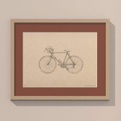 Print Racefiets met passe-partout en lijst | 40 cm x 50 cm | Casa Otelli