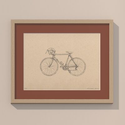 Print Road bike with passe-partout and frame | 40cm x 50cm | Casa Otellic