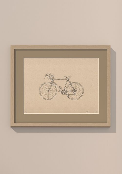 Print Racefiets met passe-partout en lijst | 40 cm x 50 cm | Lino