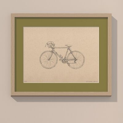 Print Road bike with passe-partout and frame | 40cm x 50cm | Olivo