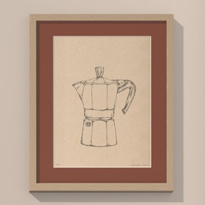 Print Moka Koffiepotje met passe-partout en lijst | 40 cm x 50 cm | Casa Otelli