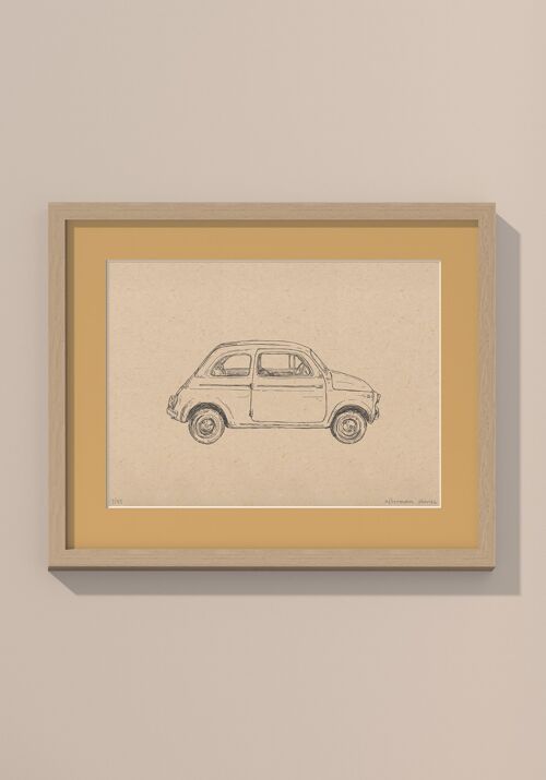 Print Fiat 500 met passe-partout en lijst | 40 cm x 50 cm | Noce