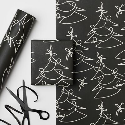 Tree Lines Wrapping Paper - BLACK