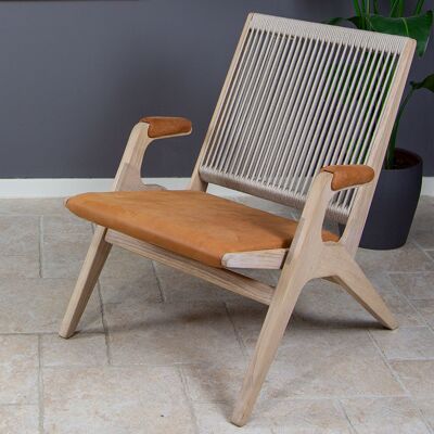 F-Chair, White Oak / Beige / Cognac