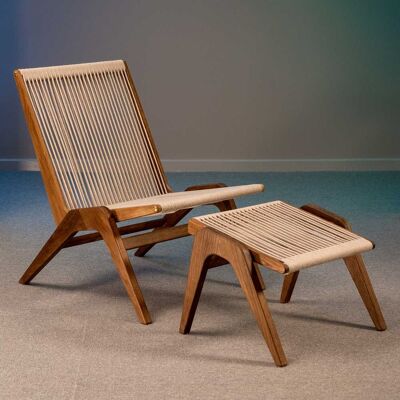 X-Chair, Smoked Oak / Beige + ∏-Stool, Smoked Oak / Beige flax
