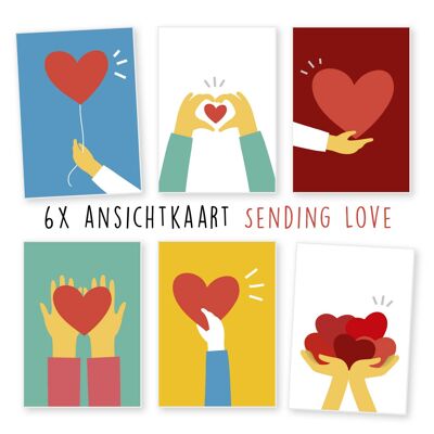 kimago.nl –  ansichtkaarten –  6 stuks -  corona – bedankt – sending love