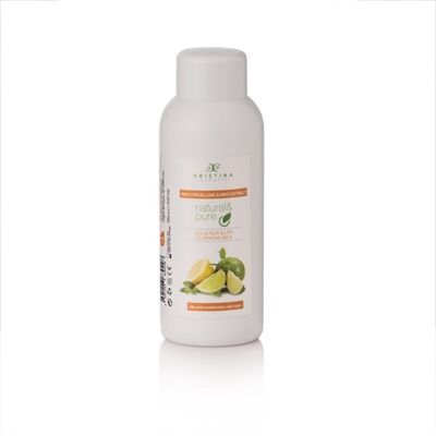 Leche limpiadora para rostro, ojos y labios con extractos de limón, lima y menta, 150 ml